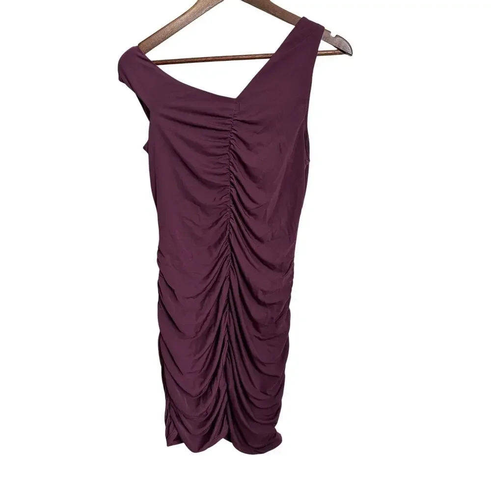 Reformation Emma Knit Mini Dress in Mole M NWOT Ruched Bodycon Off Shoulder